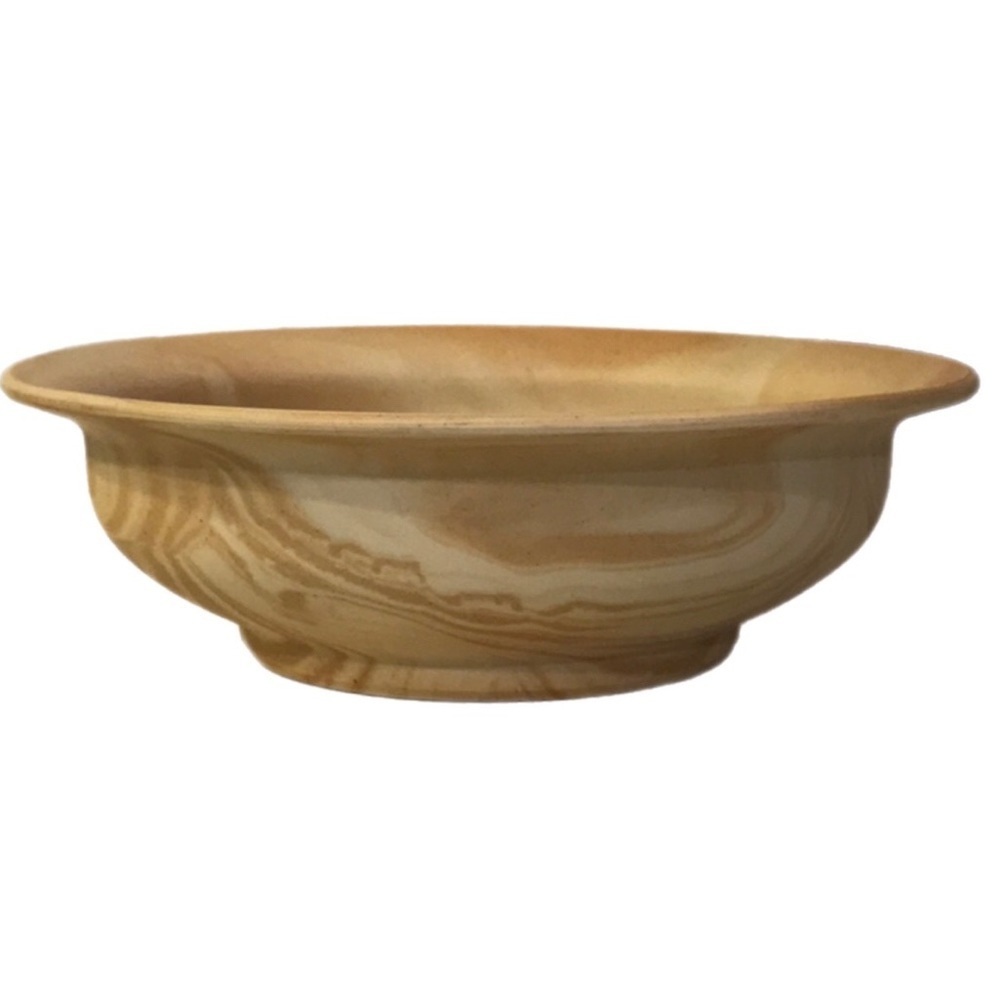 Marble Style Ceramic BIG BOWL Muted Tan and Cream Swirling Tones W/ Sandy Touch